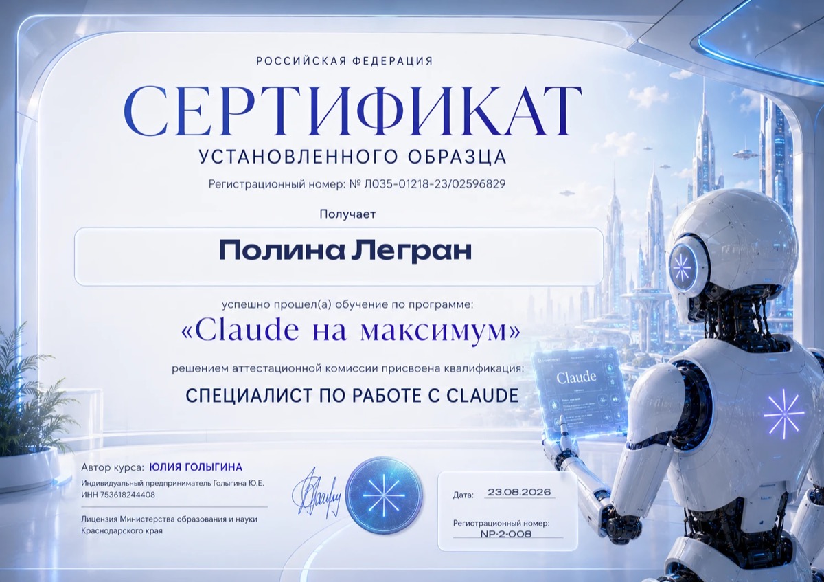 Сертификат: Claude на максимум